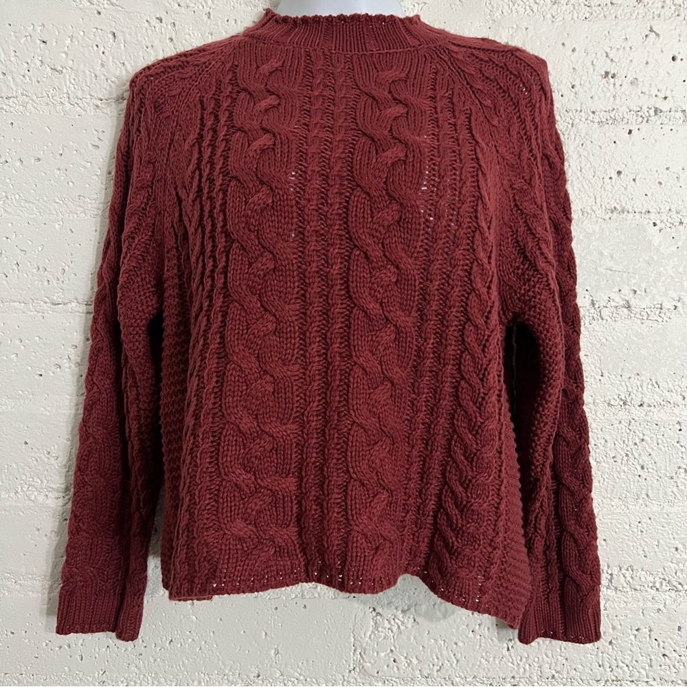 Elodie Womens Sweater XS Red Cable Knit Pullover Long Sleeve AS2